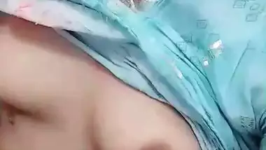 Girlfriend rubbing boobs and hairy pussy FSI nude