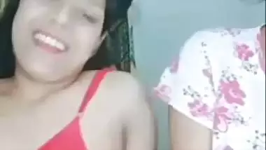 Two girls record their desi lesbian porn during a live show