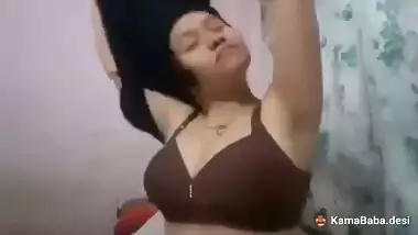 Nepali girl from Kathmandu strips and shows her boobs