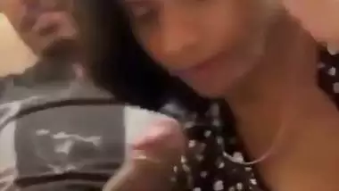 GF gives an Indian blowjob to her lover before his friend